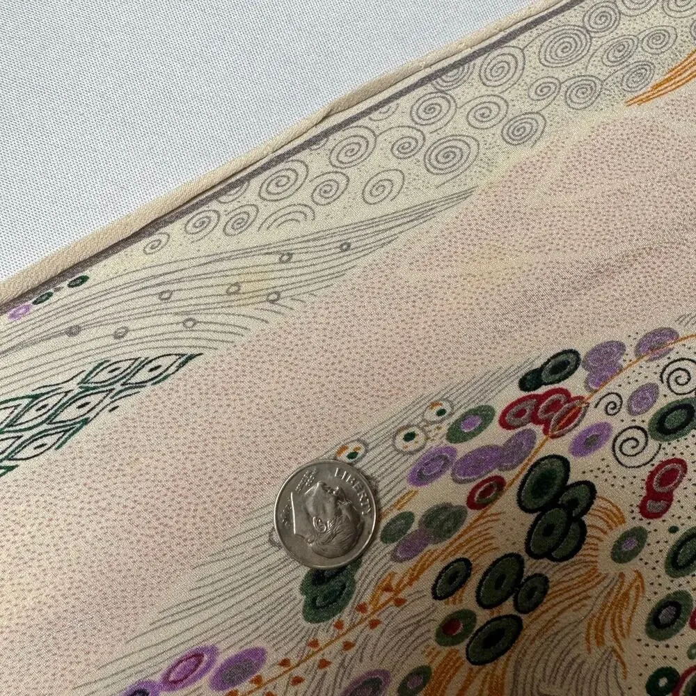 Vintage Bottega Veneta Printed Silk Long Scarf Art Nouveau Klimt 80s 90s